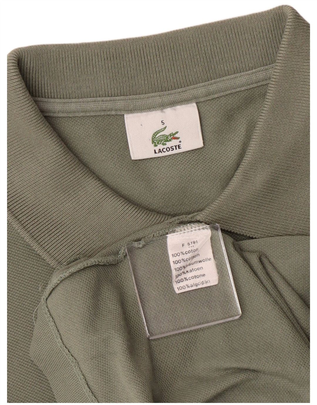 Lacoste Herren-Poloshirt, Größe 5, große Khaki-Baumwolle