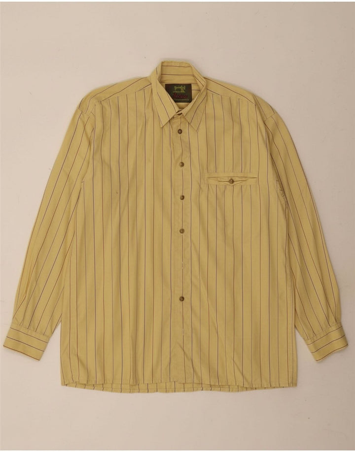 HATICO Mens Shirt Large Yellow Pinstripe