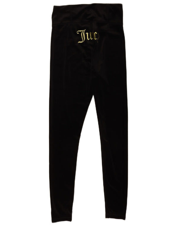 Juicy Couture Damen-Leggings aus grafischem Velours, UK 12, Mittelschwarz, Polyester