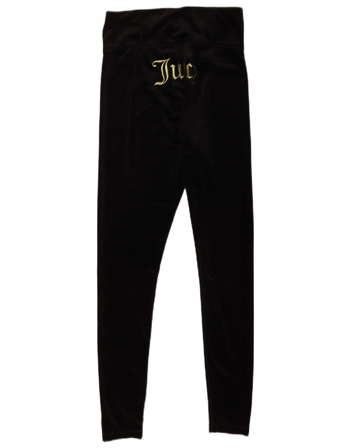 Juicy Couture Damen-Leggings aus grafischem Velours, UK 12, Mittelschwarz, Polyester
