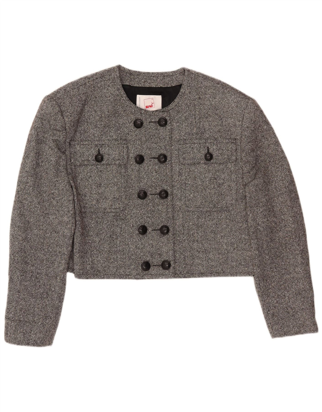 MONDI Damen Zweireihige Bolerojacke EU 42 Große graue Wolle