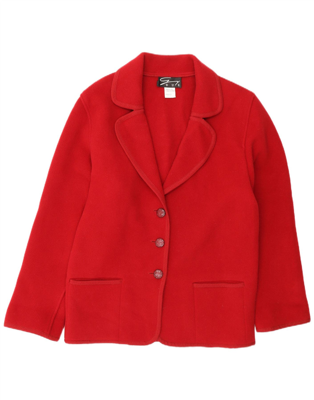 Genny Damen-Blazer mit 3 Knöpfen, übergroß, UK 10, kleine rote Wolle