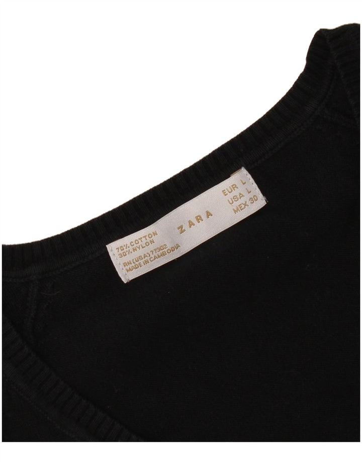 Zara Damen-Pullover mit V-Ausschnitt, Gr. 14, Schwarz