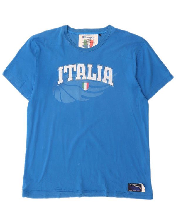 Champion Herren Italia Graphic T-Shirt Top 2XL Blau