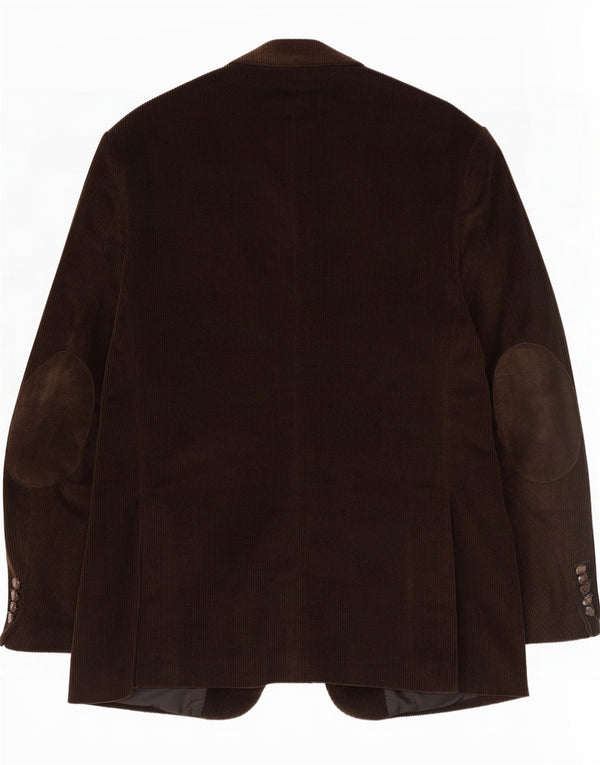Vintage Herren 3 Knopf Cord Blazer Jacke IT 54 2XL Braune Baumwolle