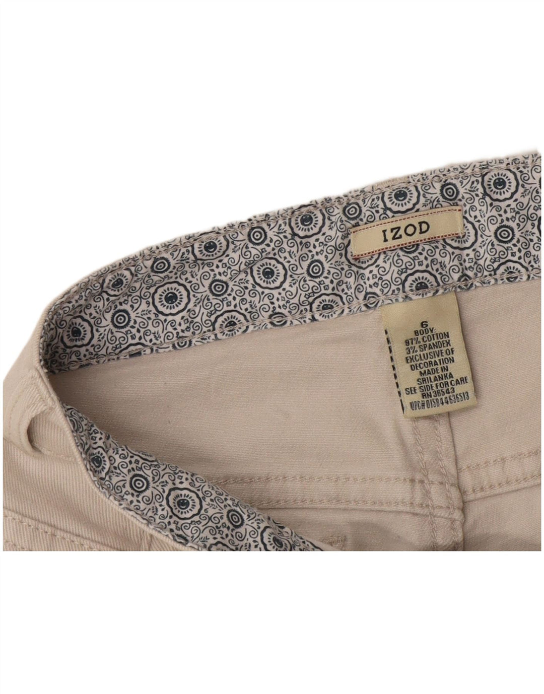 Izod Damen Caprihose US 6 Medium W30 L20 Off White Cotton