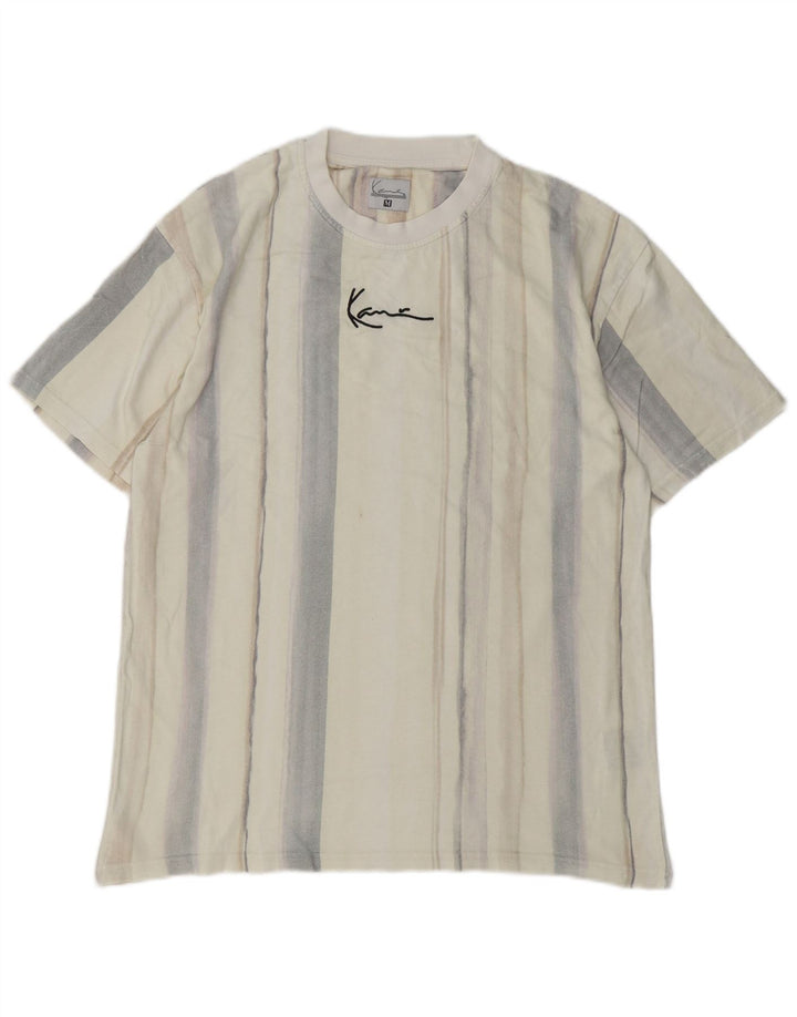 KARL KANI Herren-T-Shirt mit Grafik, mittelbeige, gestreift, Baumwolle