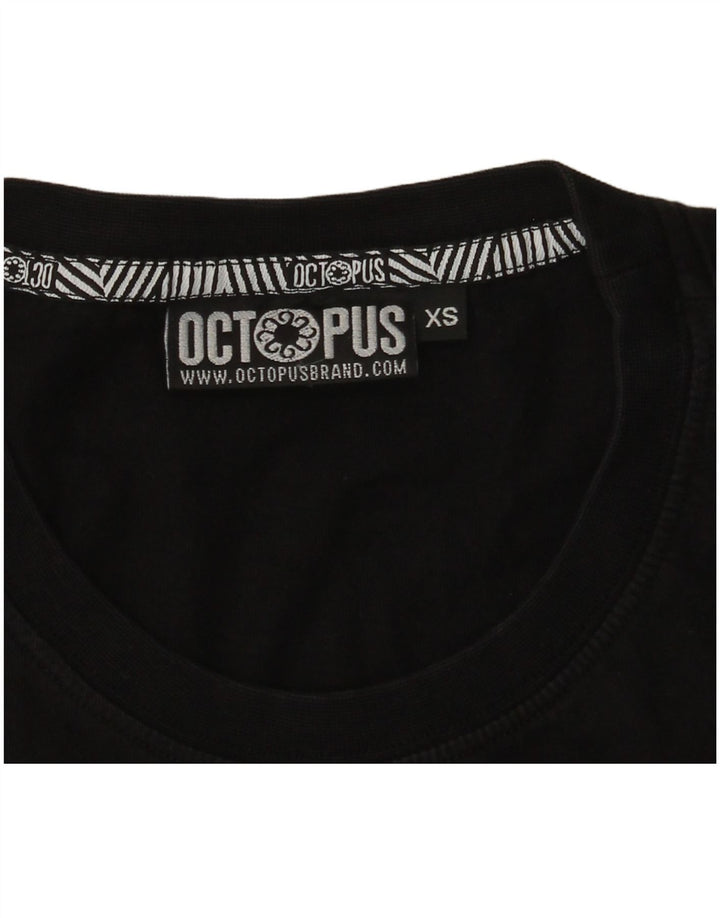 Octopus Herren Grafik T-Shirt Top XS Schwarz Geometrisch