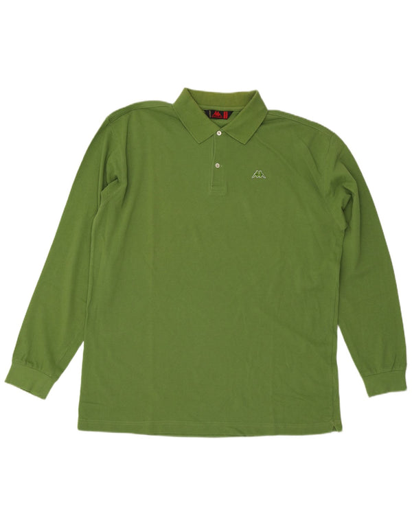 Kappa Herren Langarm-Poloshirt 2XL grüne Baumwolle