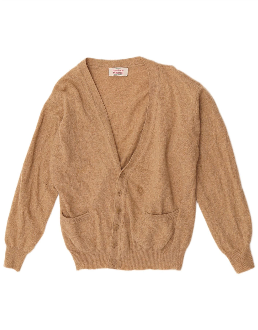 Benetton Damen-Cardigan-Pullover UK 16 Große braune Lammwolle