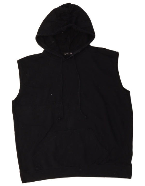 Zara Damen ärmelloser, übergroßer Kapuzenpullover, UK 14, mittelschwarz, Baumwolle