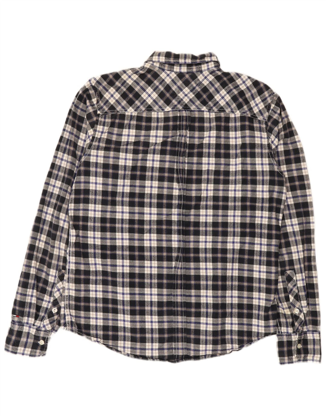 Tommy Hilfiger Herren-Flanellhemd, groß, blau kariert, Baumwolle