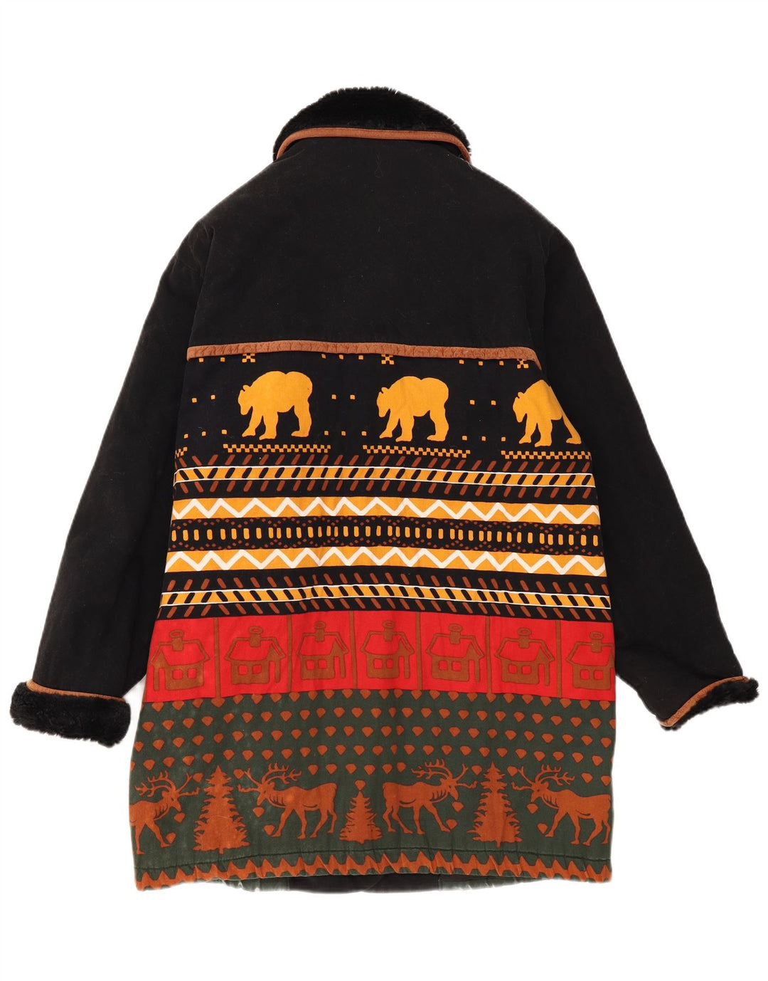 Neuer Fast Damenmantel UK 16 Large Black Fair Isle