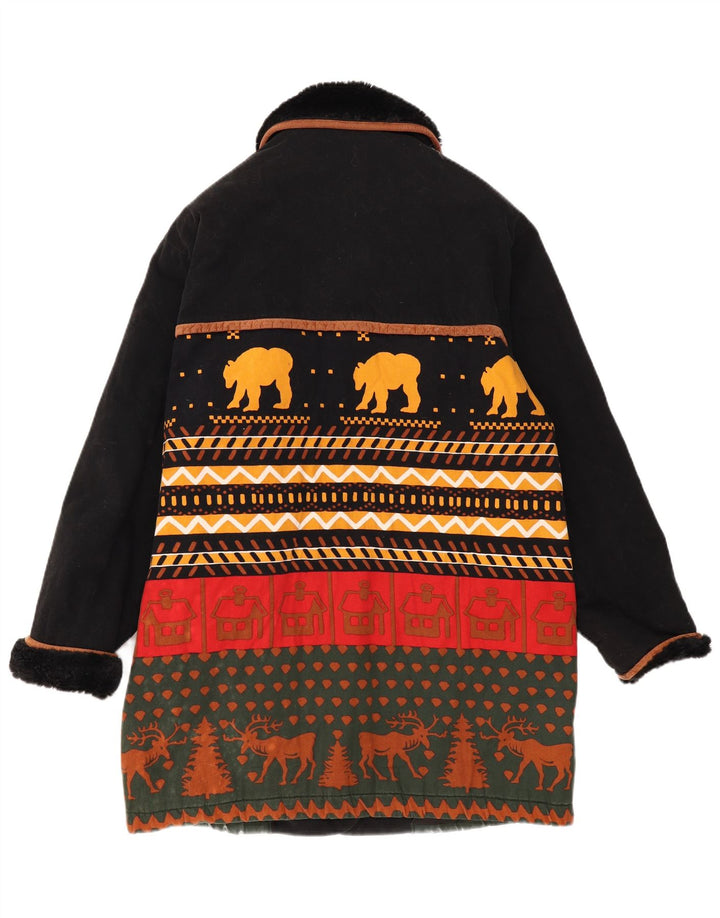 Neuer Fast Damenmantel UK 16 Large Black Fair Isle