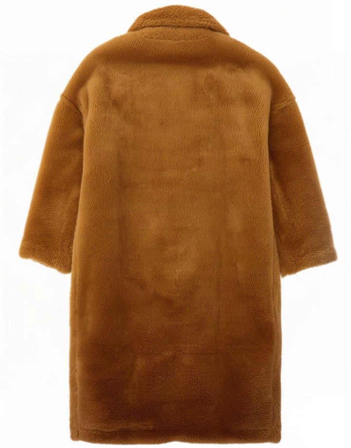 Zara Damen Teddybär-Übergroßer Mantel UK 14 Mittelbraunes Polyester