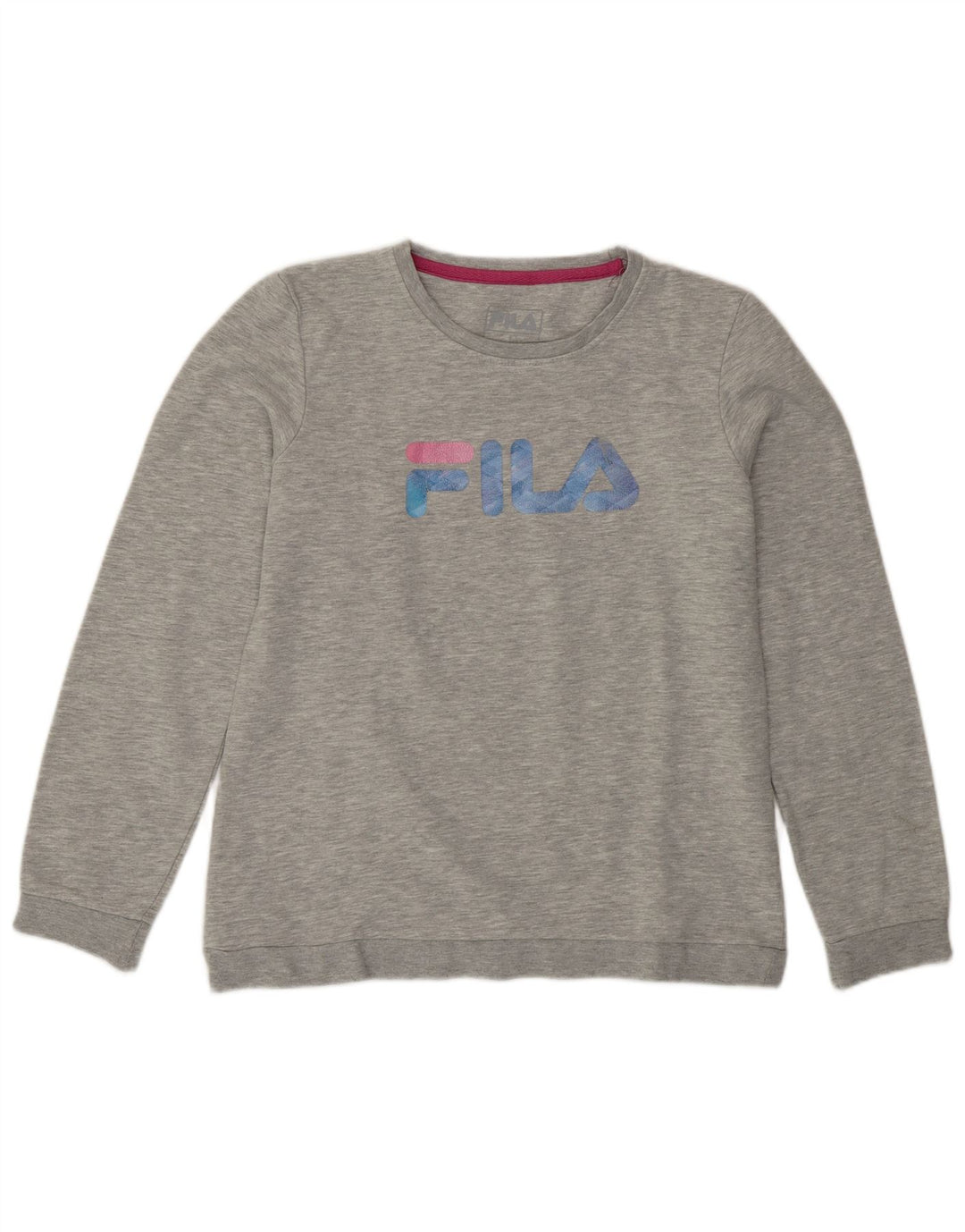 Fila Damen Grafik-Sweatshirt-Pullover UK 16 Large Graue Baumwolle
