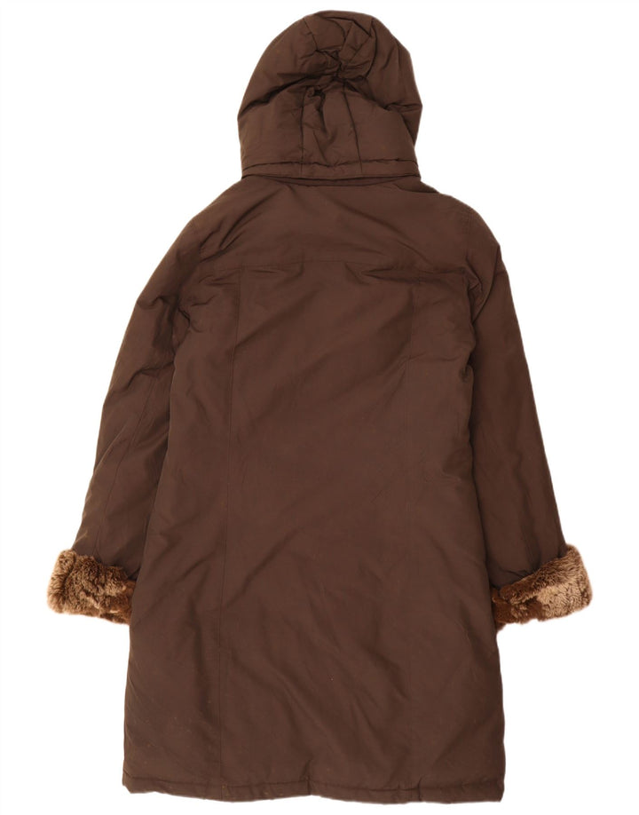 Woolrich Wattierter Damenmantel mit Kapuze, UK 16, Größe L, Braun, Baumwolle