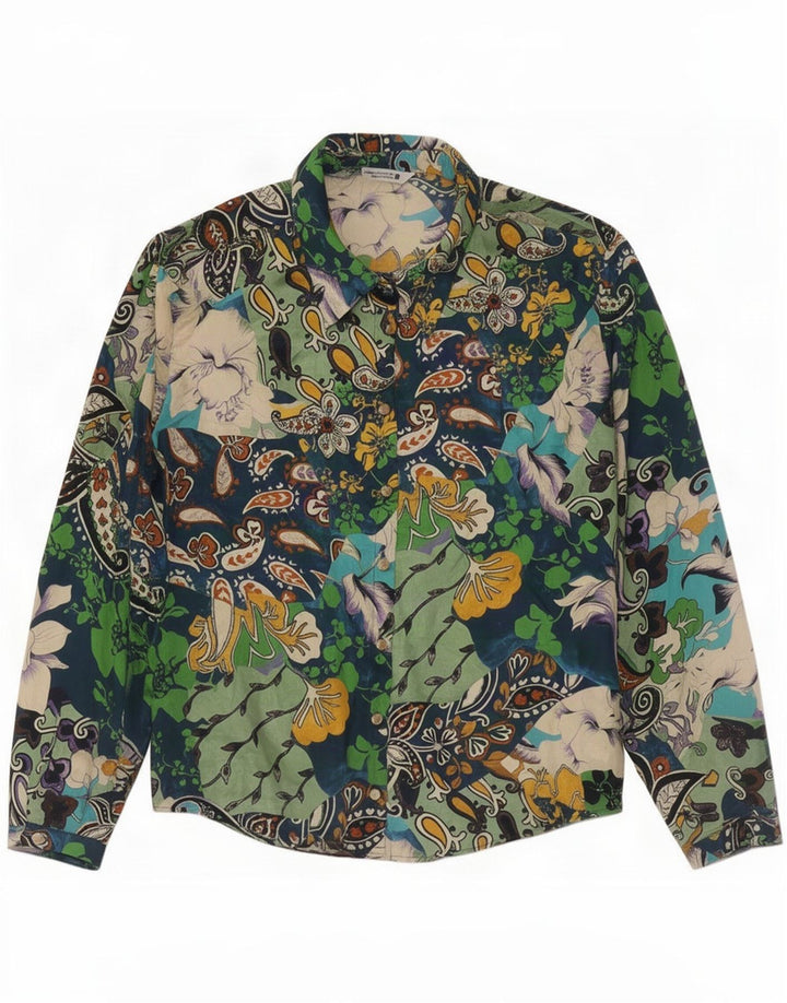 Übergroßes Damen-Hemd von Zara, UK 16, großes, mehrfarbiges Paisley-Polyester