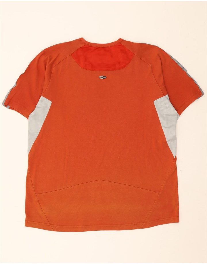 ADIDAS Herren T-Shirt Top Large Orange Colourblock Baumwolle