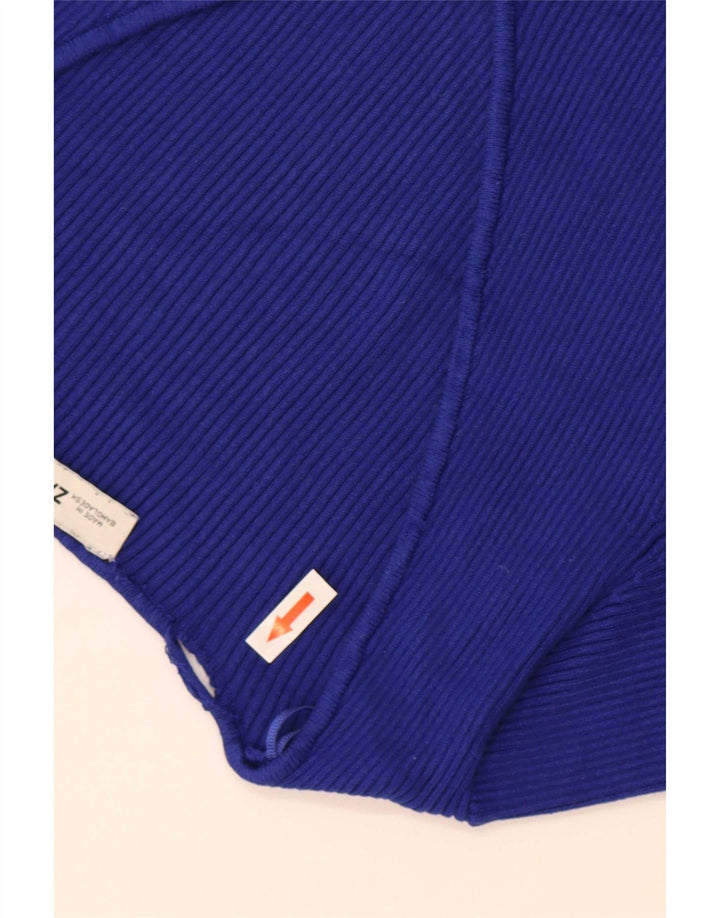 Zara Damen Crop Top UK 8 Small Blaue Viskose