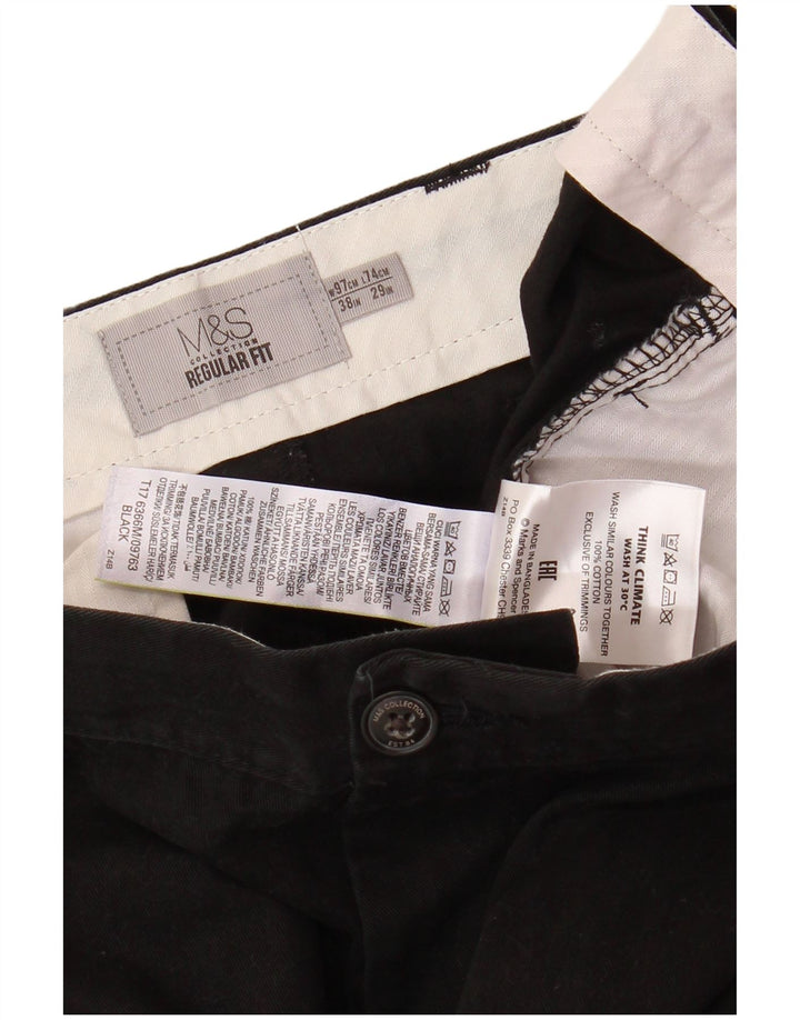 MARKS & SPENCER Herren-Chinohose mit normaler Passform, gerade Passform, W38 L29, Schwarz