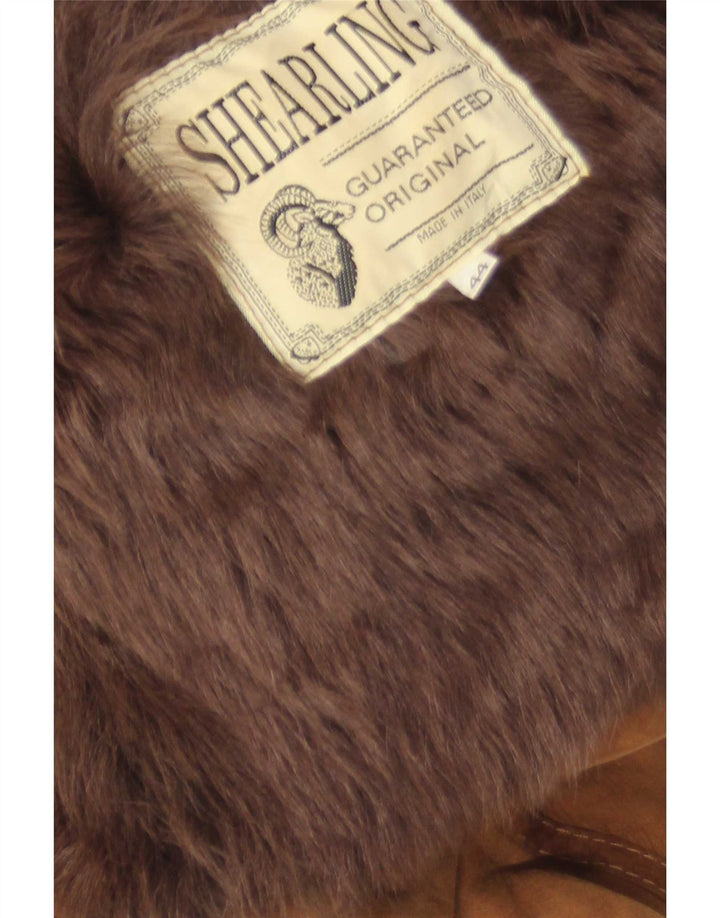Vintage Damen Übergroßer Lammfellmantel IT 44 Mittelbeige