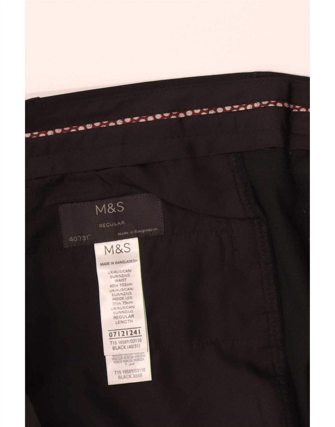 Marks & Spencer Herren-Anzughose, normal, W40, L31, Schwarz, Polyester
