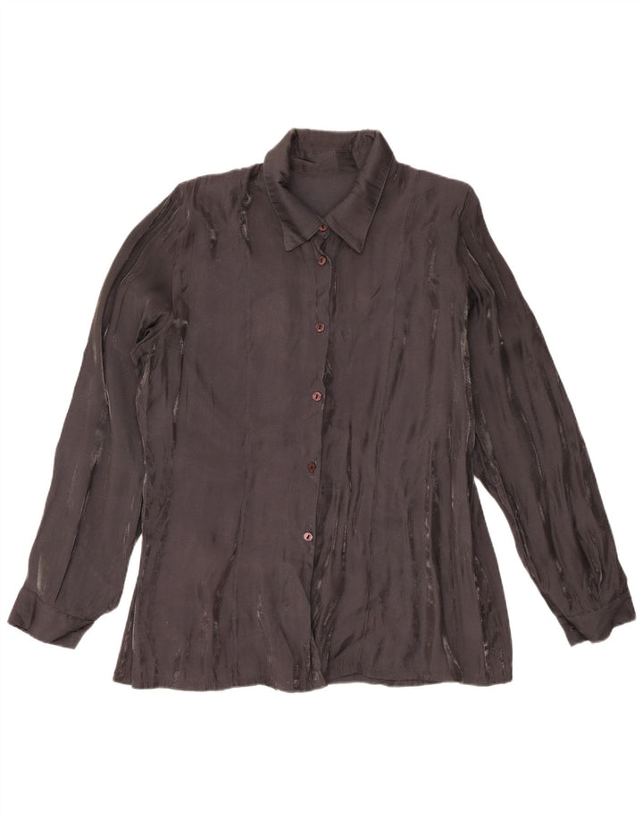 Vintage Damen Hemdbluse UK 18 XL Schwarz Viskose