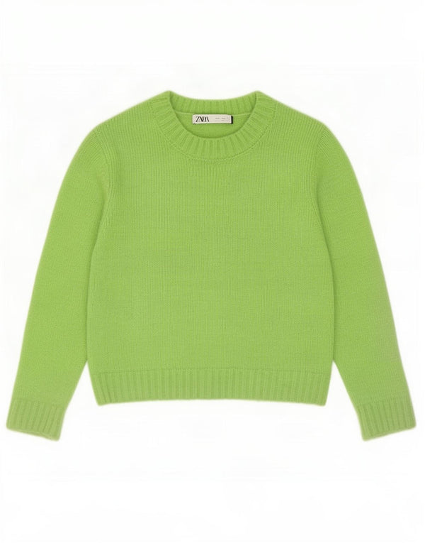 Zara Damen Crop Crew Neck Pullover Pullover UK 10 Small Grün
