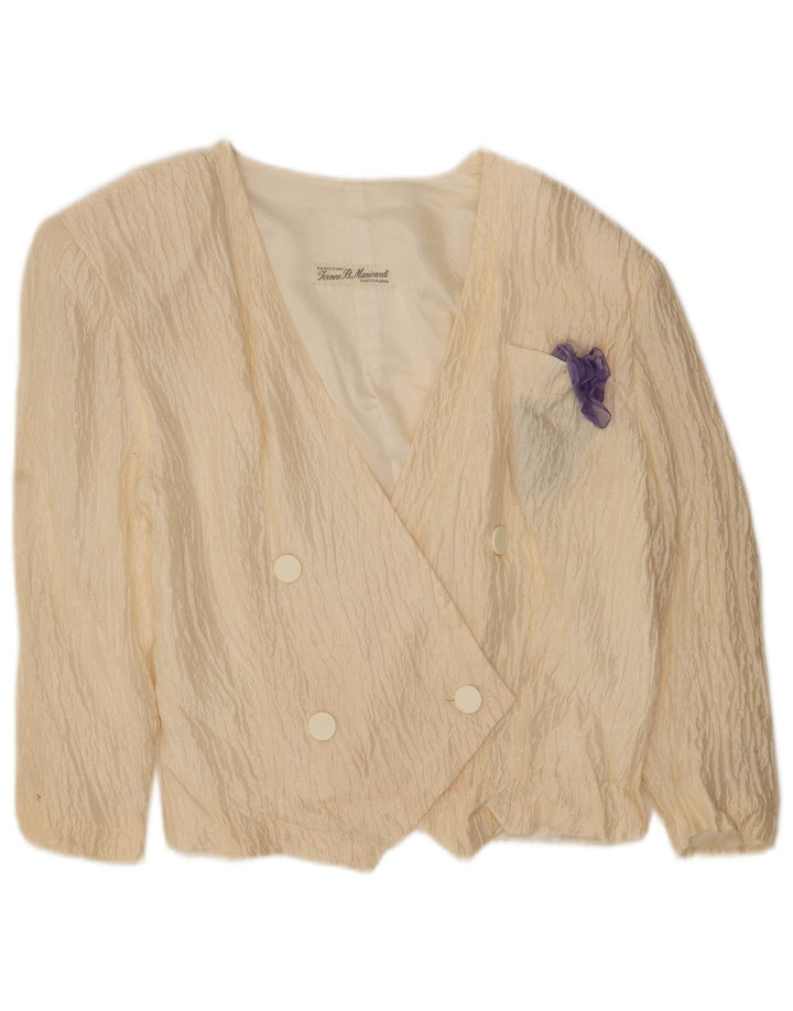 Vintage Damen Zweireihige Blazerjacke UK 14 Medium Off White