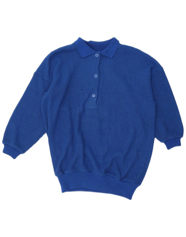 Vintage Damen Übergroßer Rollkragenpullover Pullover UK 10 Kleines blaues Acryl