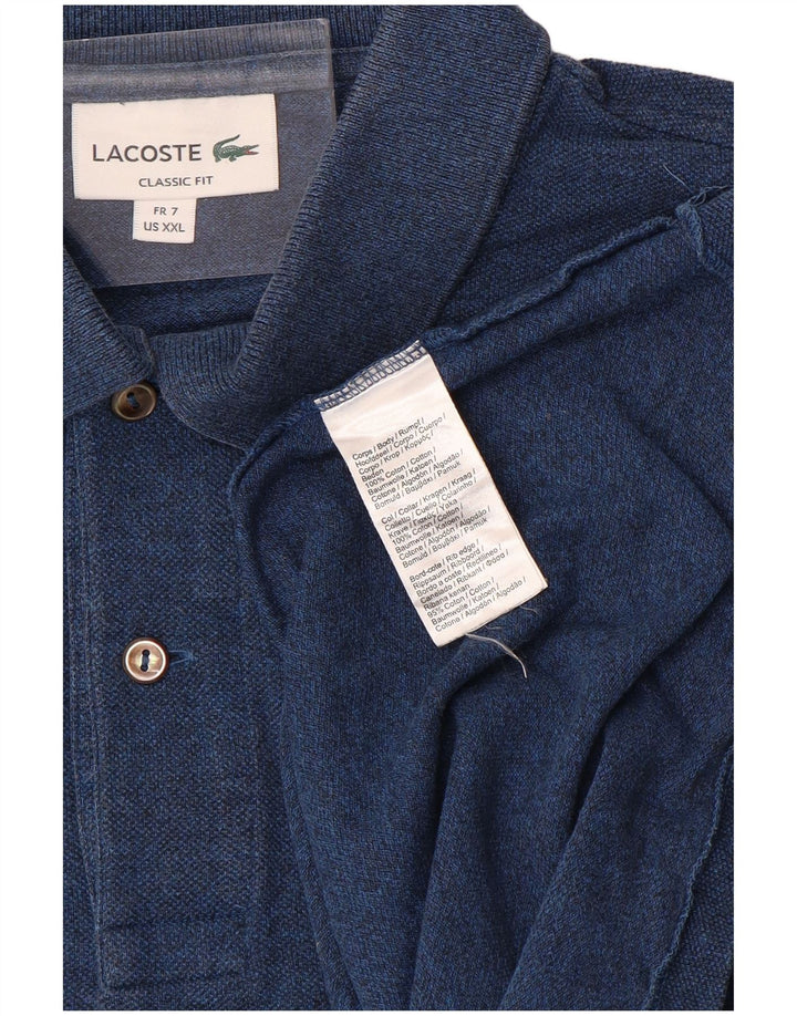 LACOSTE Herren-Poloshirt mit klassischer Passform, langärmelig, Größe 7 2XL, blaue Baumwolle