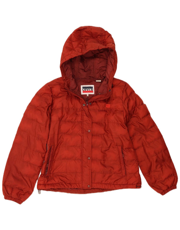 Levi's Womens Hooded Padded Jacket UK 10 Small Red Polyester