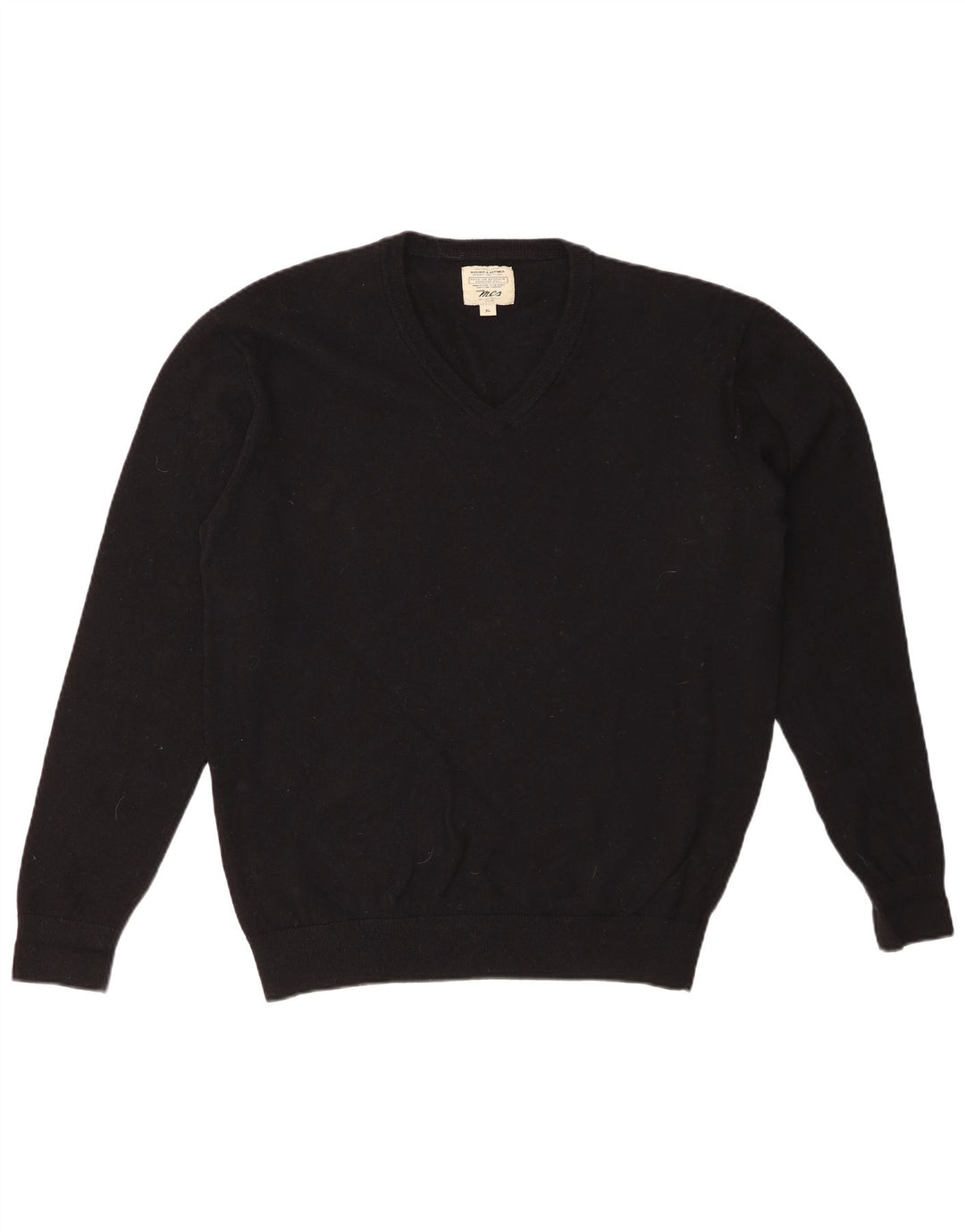 MARLBORO CLASSICS Herren-Pullover mit V-Ausschnitt, XL, schwarze Wolle