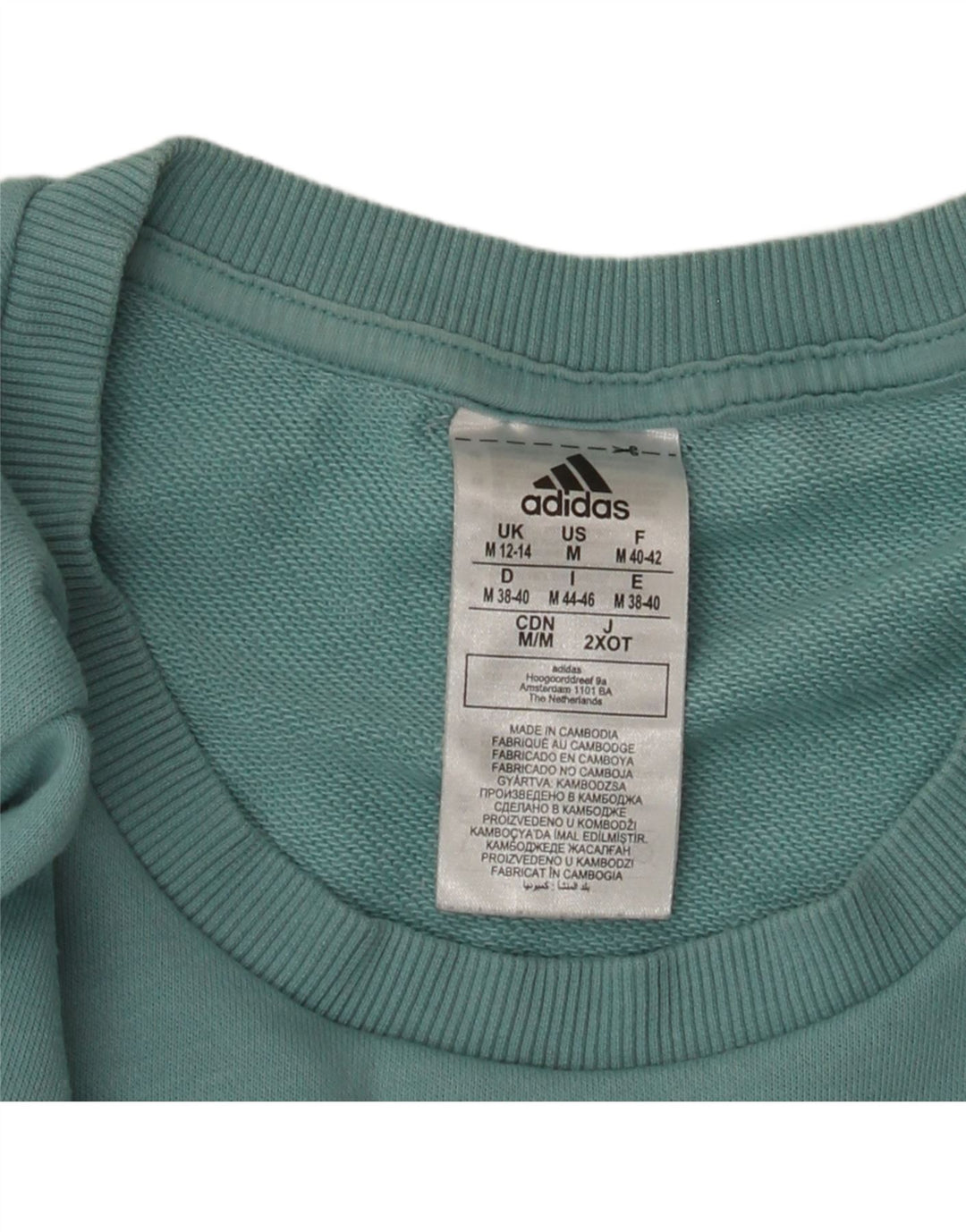 Adidas Damen Graphic Sweatshirt Pullover UK 12/14 Mittelblaue Baumwolle