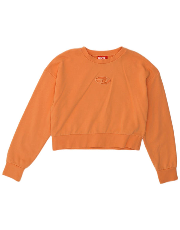 Diesel Mädchen Graphic Crop Sweatshirt Pullover 11-12 Jahre Orange Baumwolle