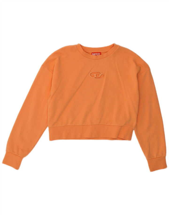 Diesel Mädchen Graphic Crop Sweatshirt Pullover 11-12 Jahre Orange Baumwolle