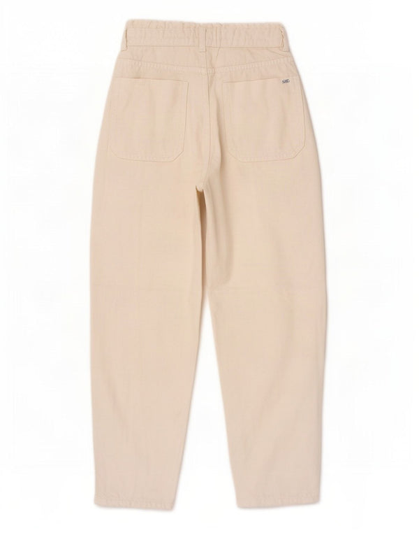 Zara Damen Crop High Waist Tapered Jeans EU 36 XS W26 L24 Off White Cotton