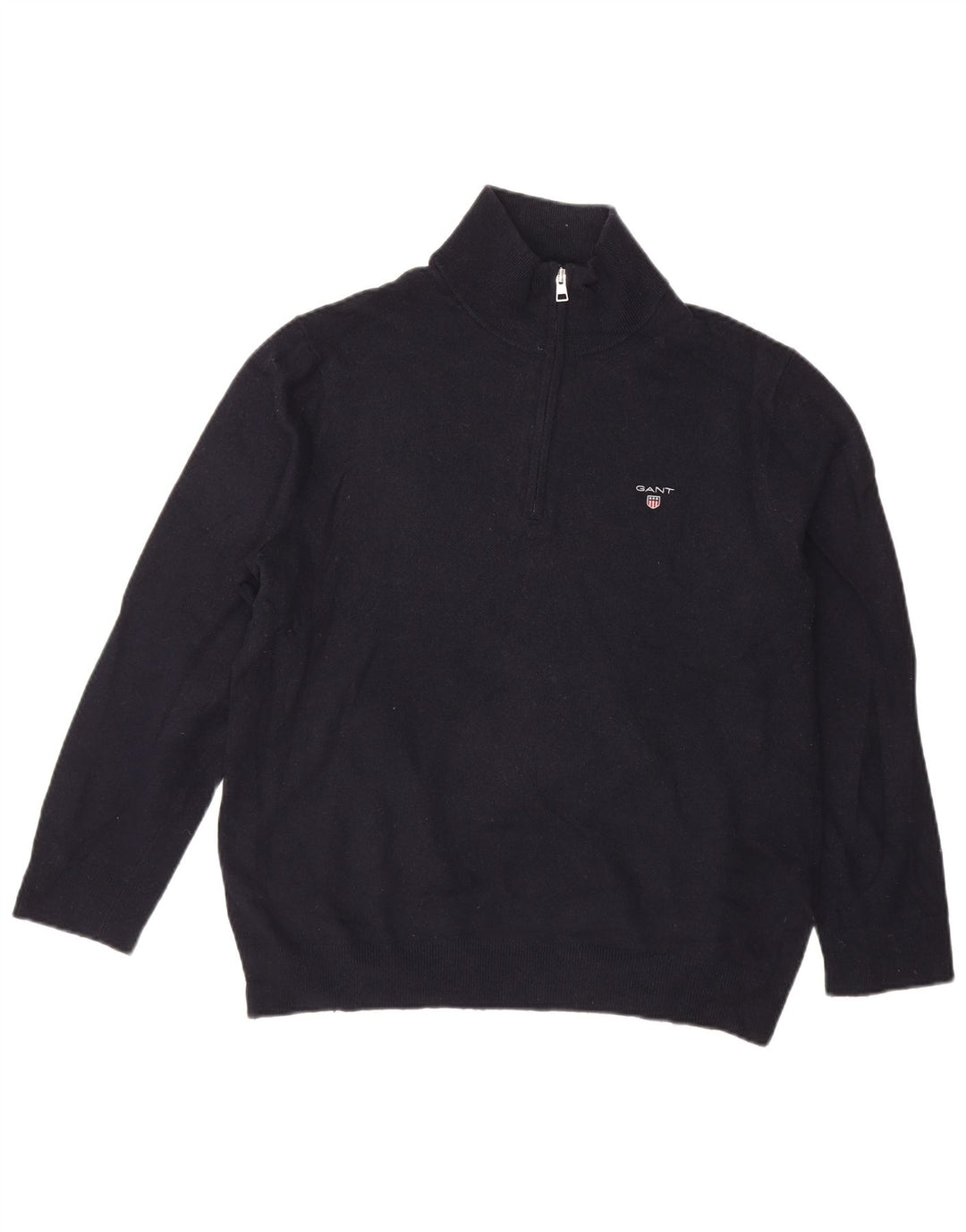 GANT Womens Oversized Zip Neck Jumper Sweater UK 20 2XL Navy Blue Wool