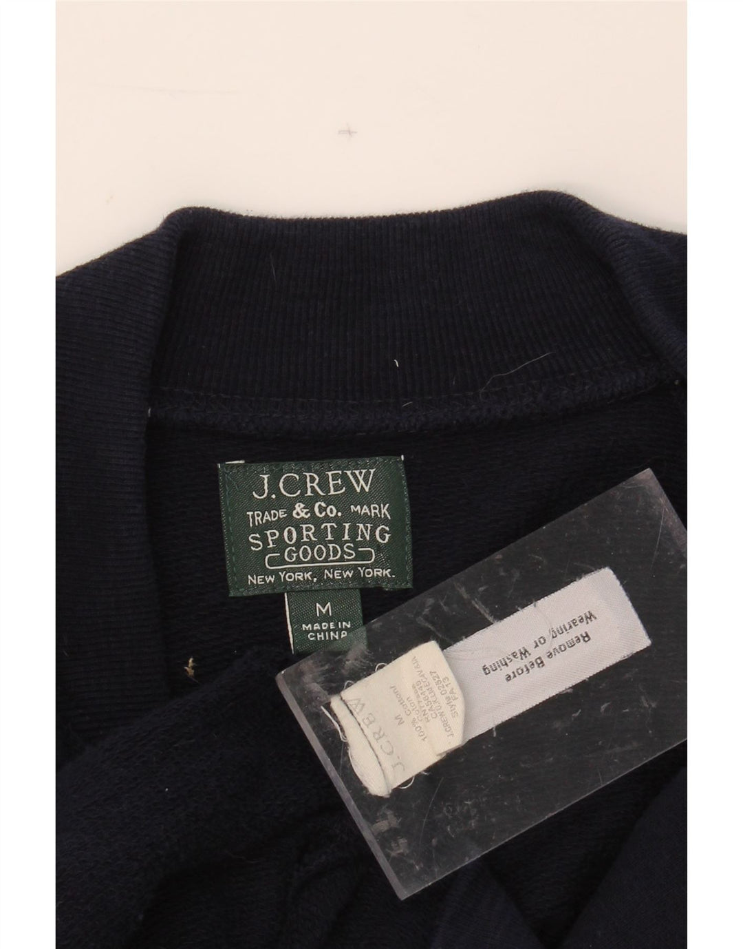 J. CREW Mens Varsity Jacket UK 38 Medium Navy Blue Colourblock Cotton Vintage J. Crew and Second-Hand J. Crew from Messina Hembry 