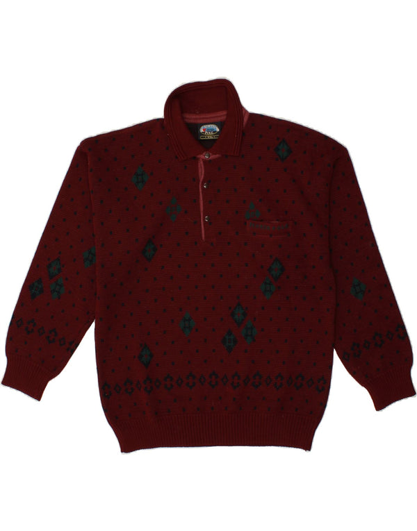 NORTH POLE Herren-Pullover mit Rollkragen, 2XL, Burgunderrot, Argyle/Diamant