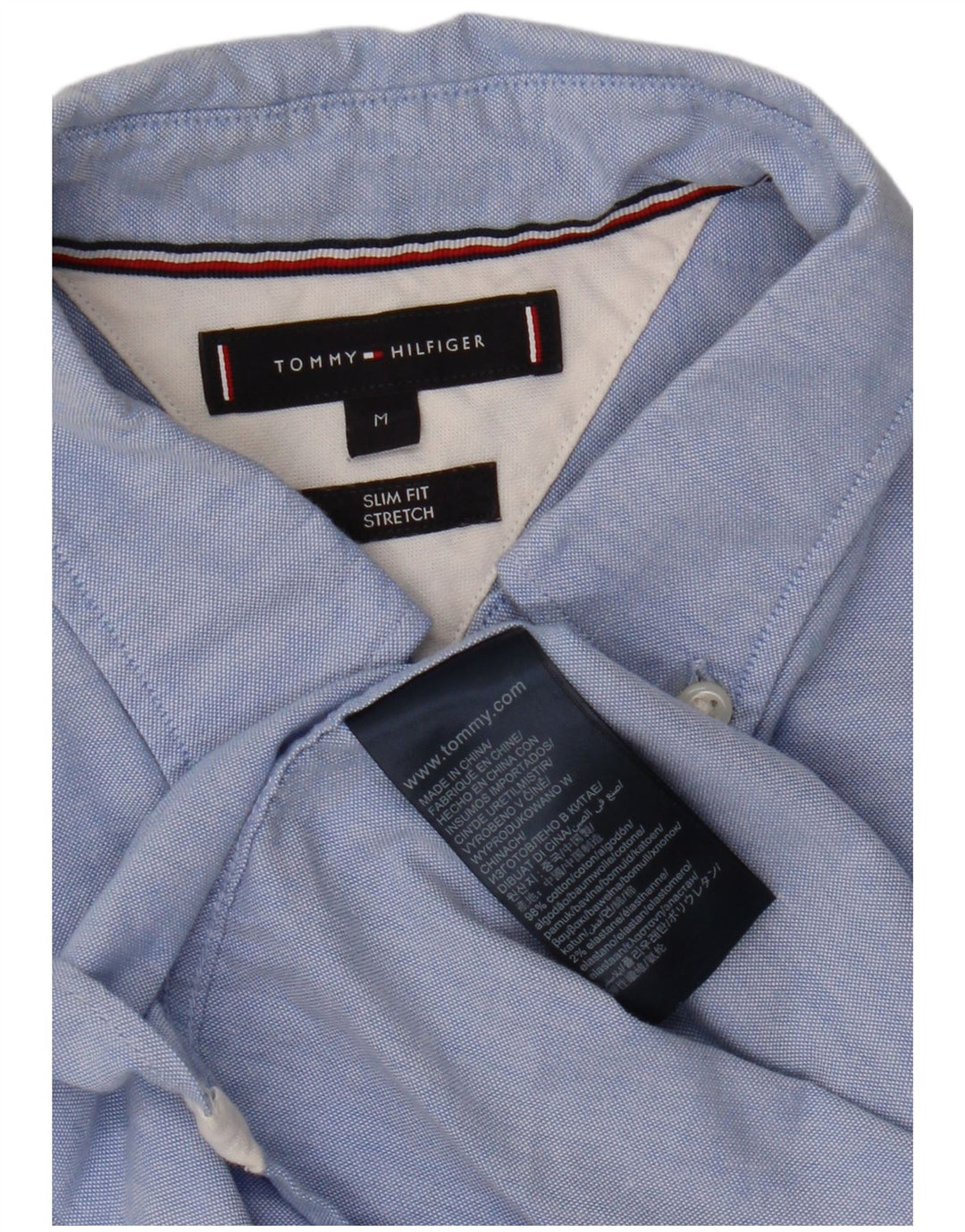 TOMMY HILFIGER Herren Slim Fit Hemd mittelblaue Baumwolle