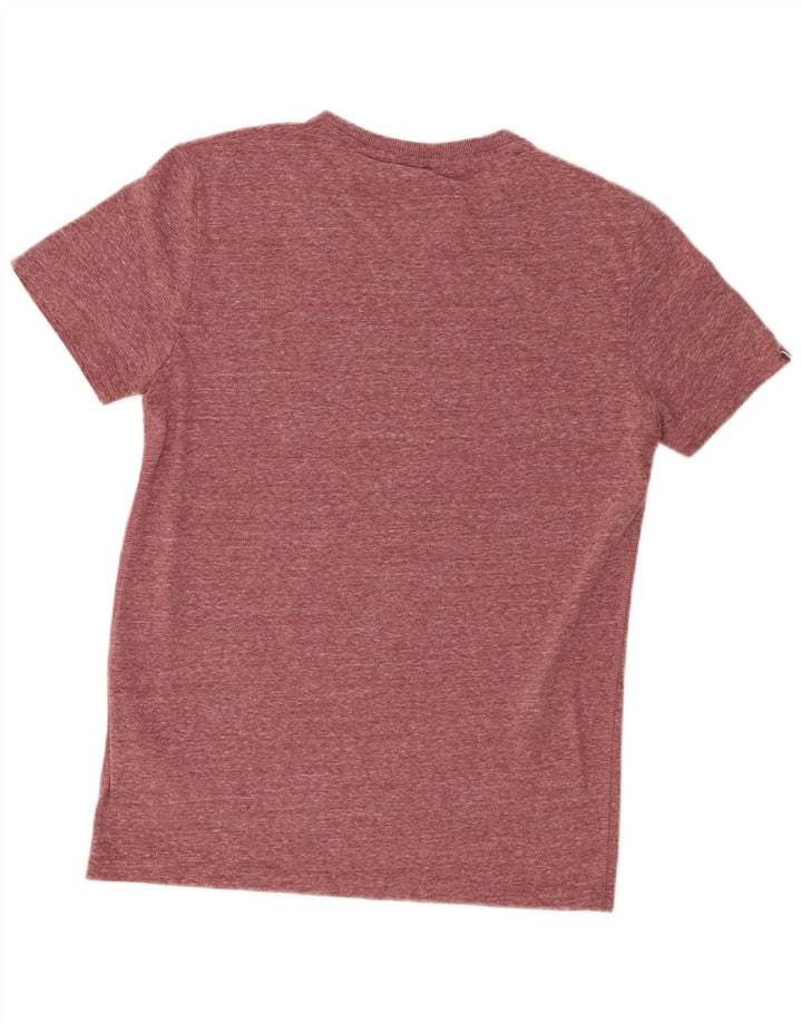 Superdry Herren-T-Shirt mit Grafik, klein, Burgunderrot gesprenkeltes Polyester