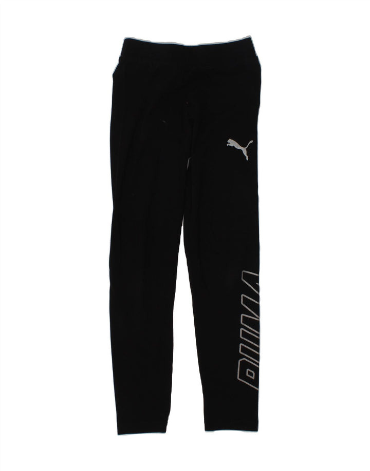 PUMA Girls Graphic Leggings 9-10 Years Black | Vintage Puma | Thrift | Second-Hand Puma | Used Clothing | Messina Hembry 