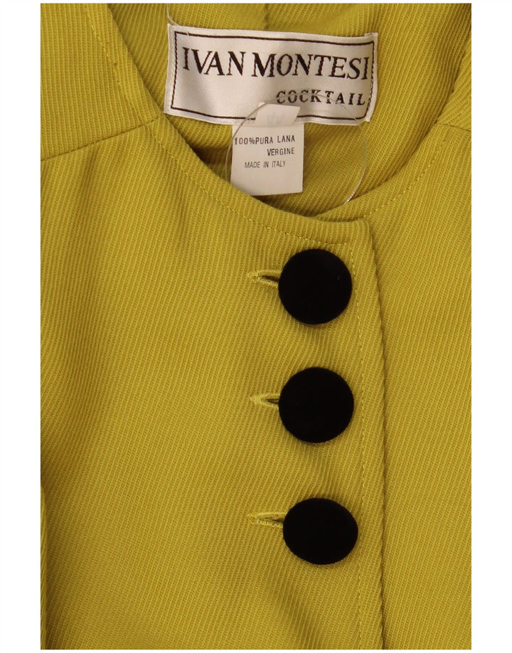 Vintage Damen Übergroßer Mantel IT 44 Mittelgelbe Wolle