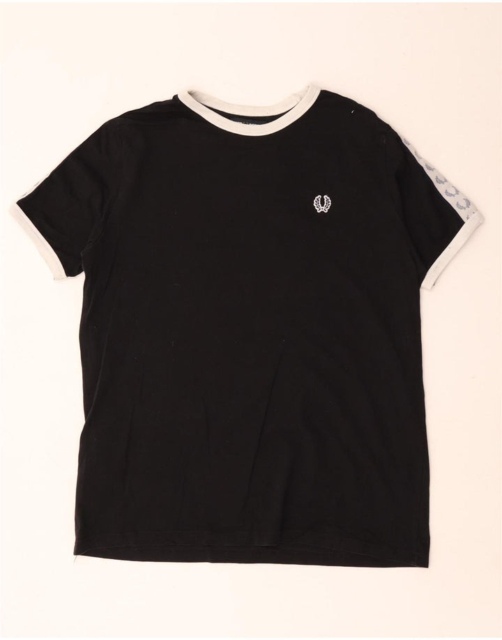 Fred Perry Herren-T-Shirt mit Grafik, Mittelschwarz, Colourblock-Baumwolle