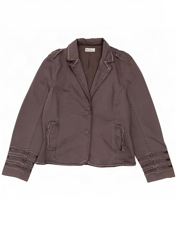 Ben Sherman Damen-Militär-Blazer mit 2 Knöpfen, Gr. 14, Größe L, Grau, Baumwolle
