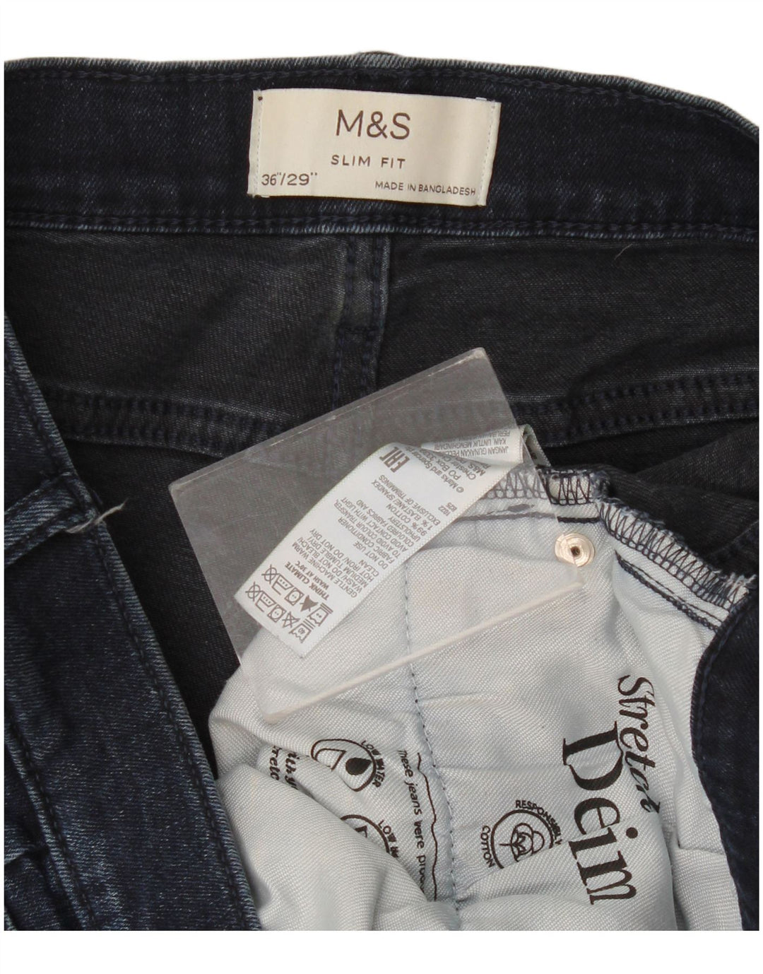 Marks & Spencer Herren Slim Jeans W36 L29 Marineblau Baumwolle