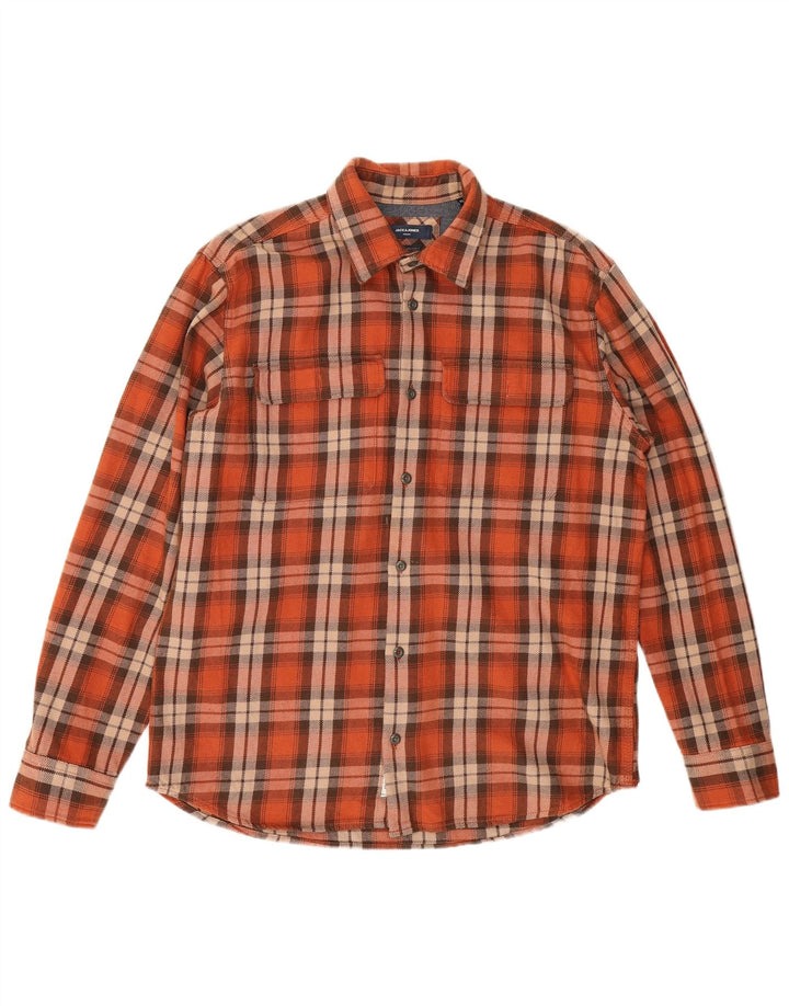 Jack & Jones Herren Flanellhemd XL Orange kariert Baumwolle