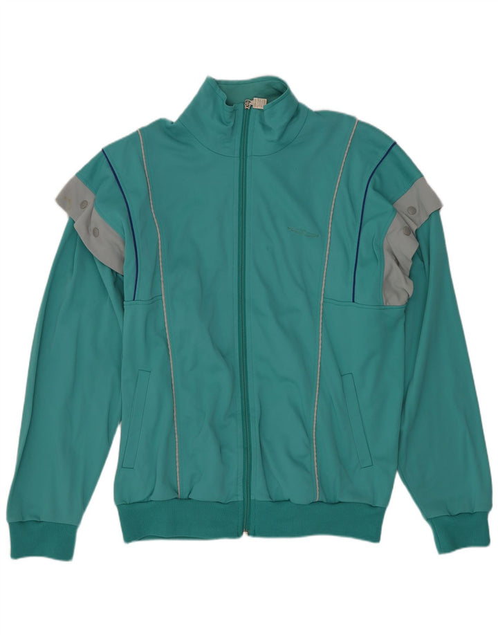 Vintage Herren-Trainingsanzug mit normaler Passform, Jacke, klein, grün, Farbblock-Retro